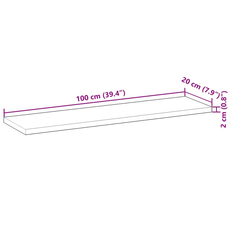 Schweberegal 100x20x2 cm Massivholz Akazie Unbehandelt