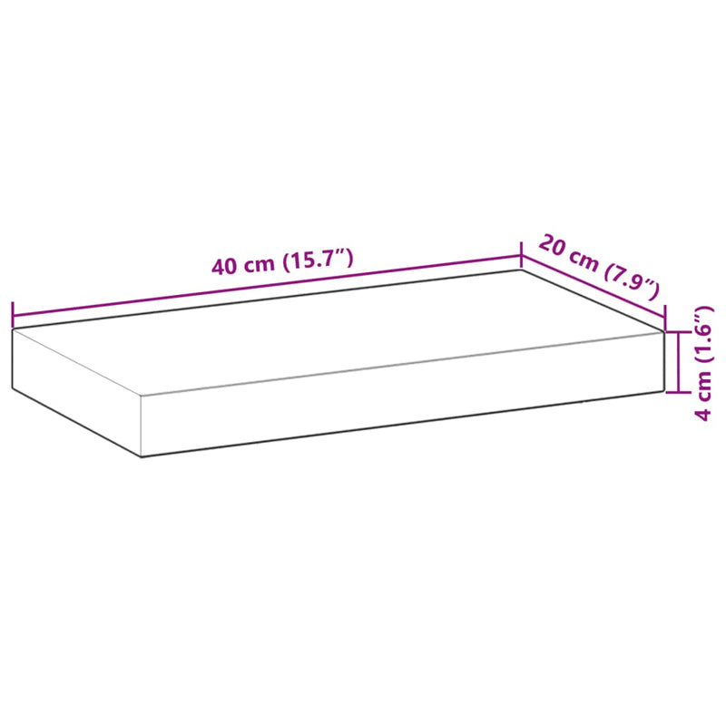 Schweberegal 40x20x4 cm Massivholz Akazie Unbehandelt