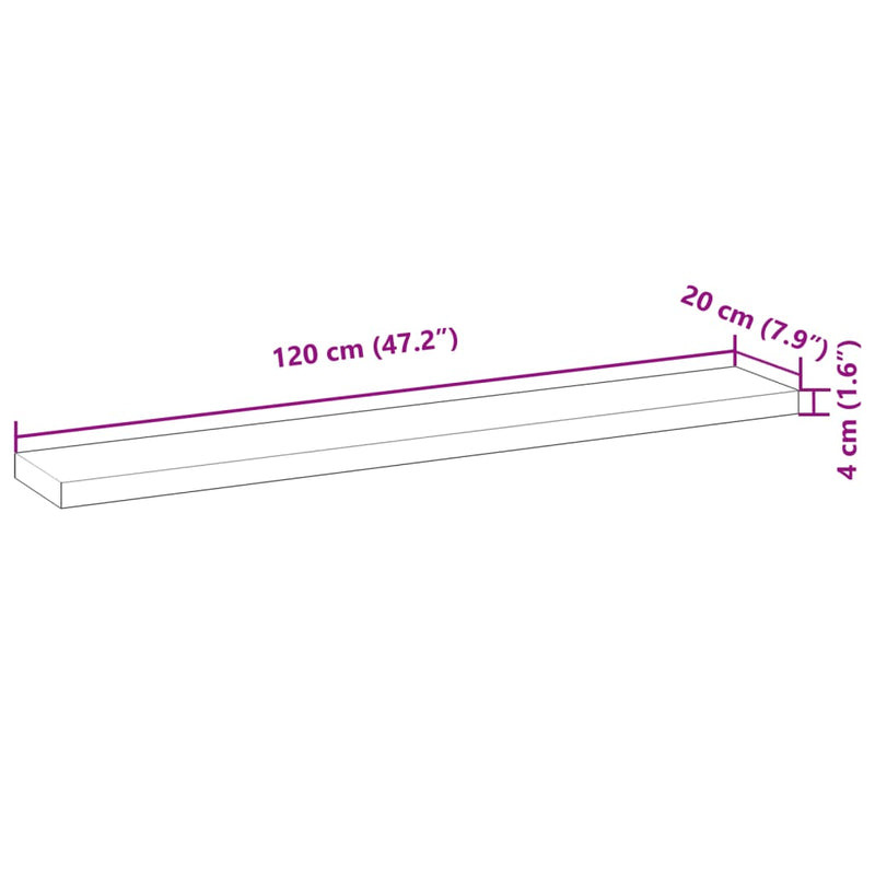 Schweberegale 3 Stk. 120x20x4 cm Massivholz Akazie Unbehandelt