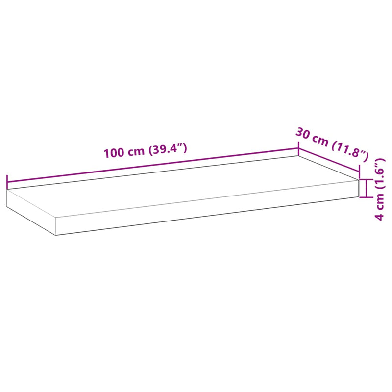 Schweberegal 100x30x4 cm Massivholz Akazie Unbehandelt