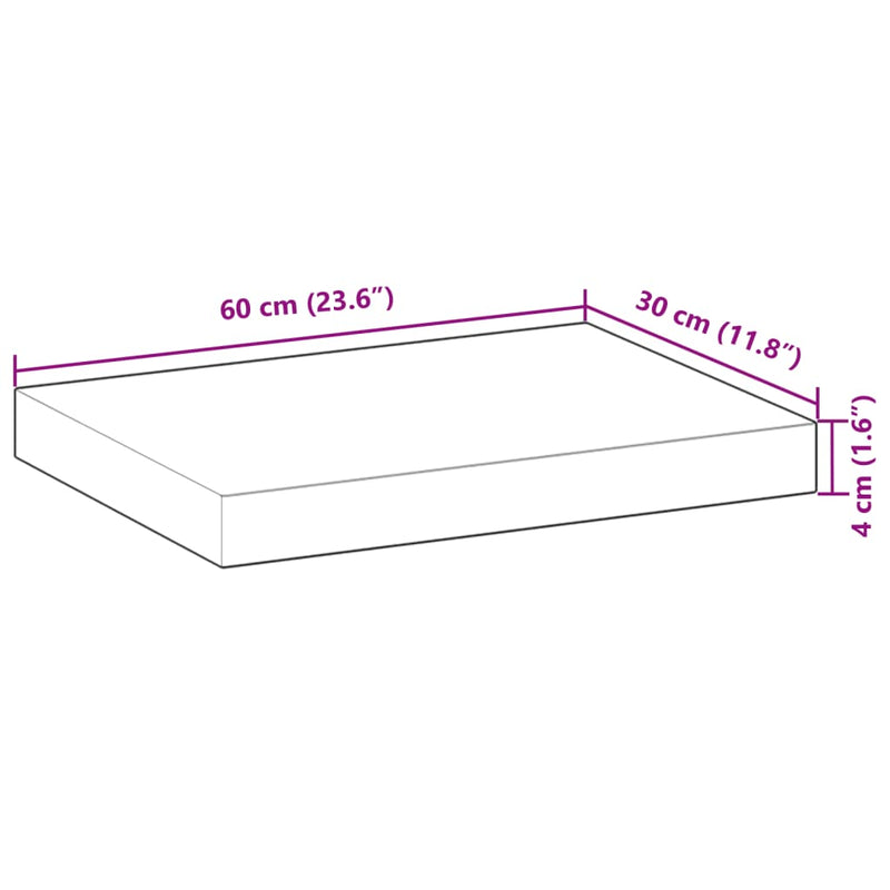 Schweberegale 2 Stk. 60x30x4 cm Massivholz Akazie Ölbehandelt