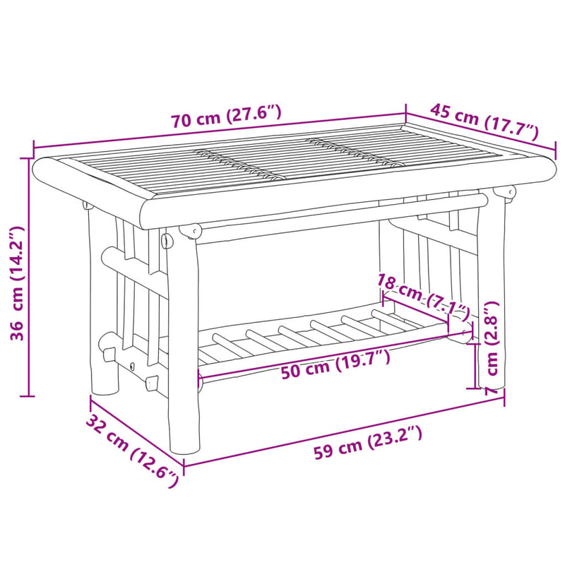 Couchtisch 70x45x36 cm Bambus