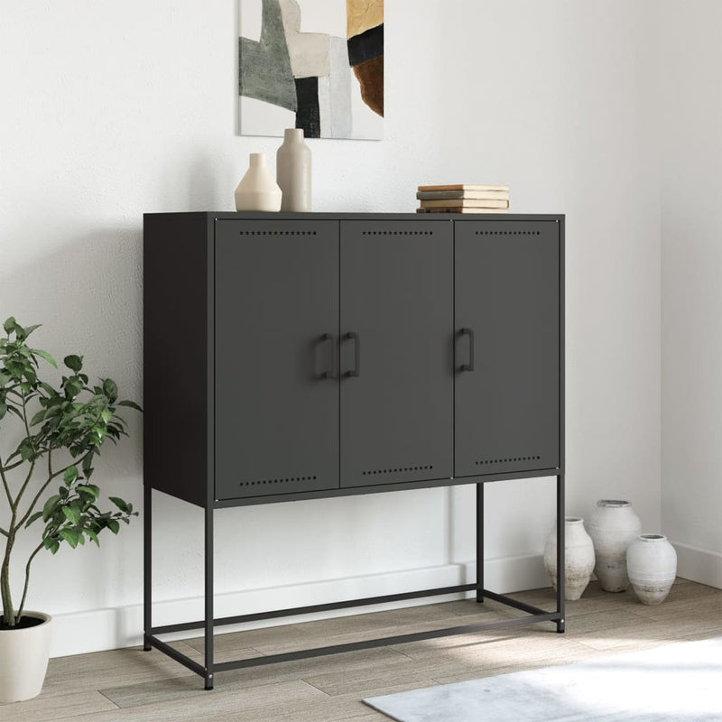 Highboard Schwarz 100,5x39x107 cm Stahl