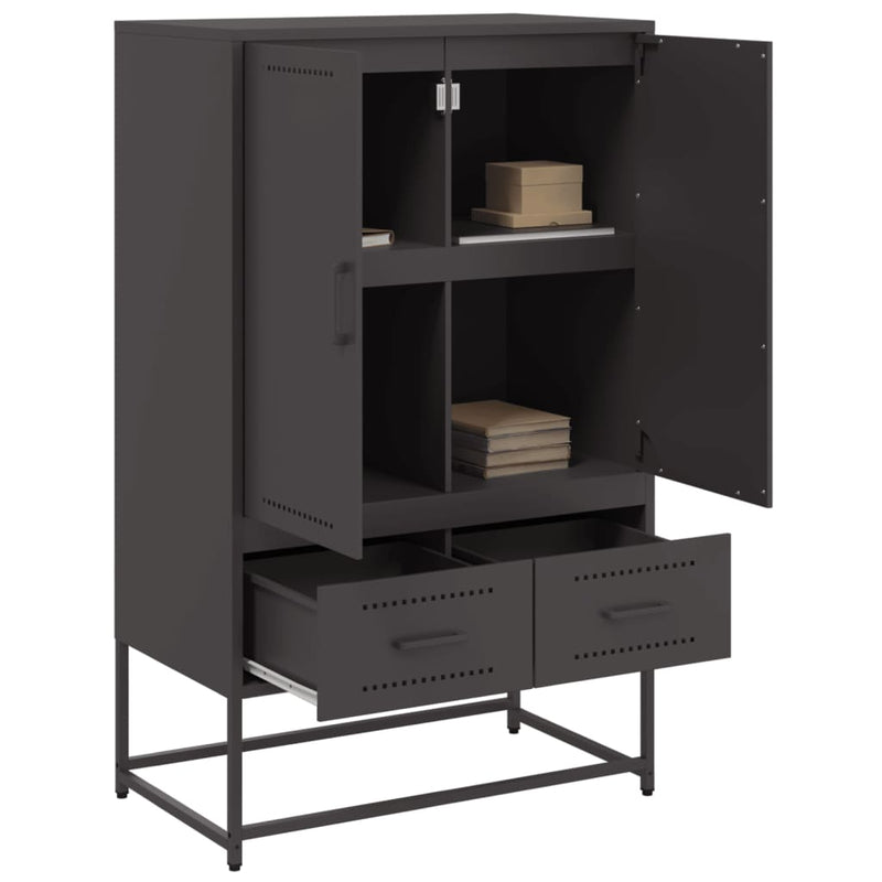 Highboard Schwarz 68x39x111,5 cm Kaltgewalzter Stahl