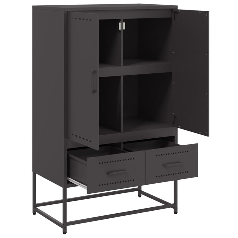 Highboard Schwarz 68x39x111,5 cm Kaltgewalzter Stahl