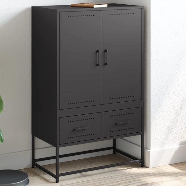 Highboard Schwarz 68x39x111,5 cm Kaltgewalzter Stahl