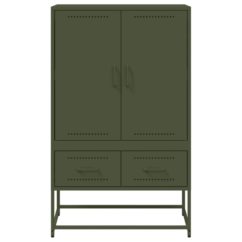 Highboard Olivgrün 68x39x111,5 cm Kaltgewalzter Stahl