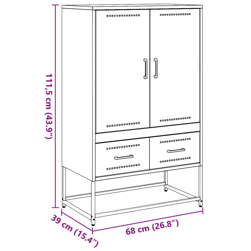 Highboard Olivgrün 68x39x111,5 cm Kaltgewalzter Stahl