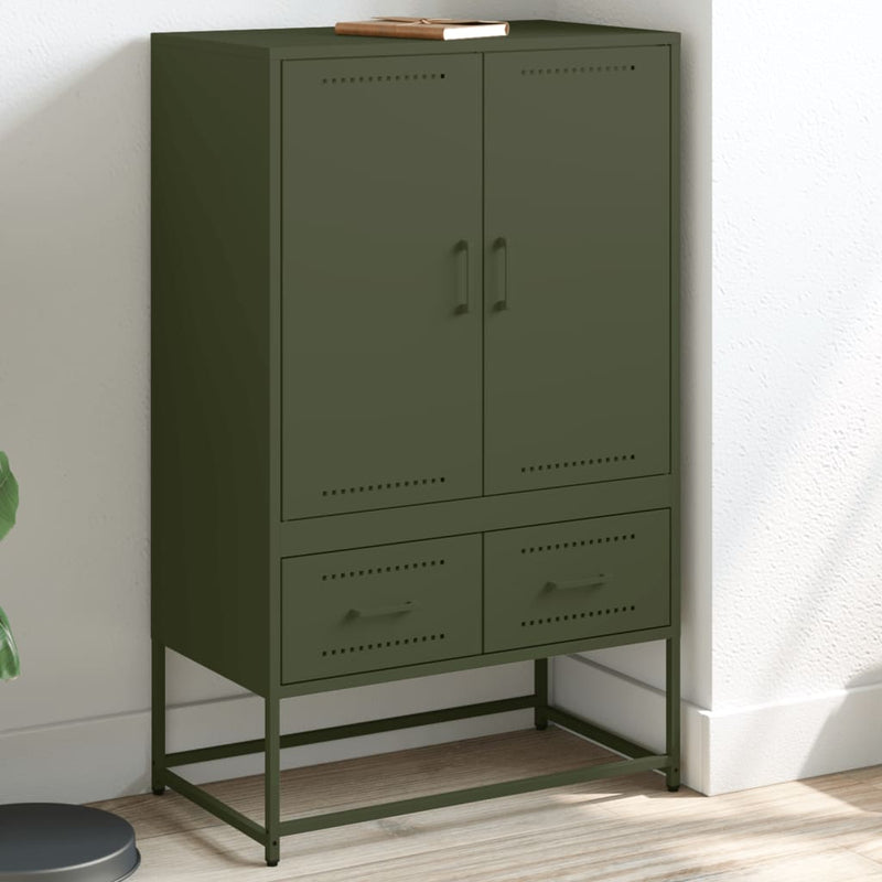 Highboard Olivgrün 68x39x111,5 cm Kaltgewalzter Stahl