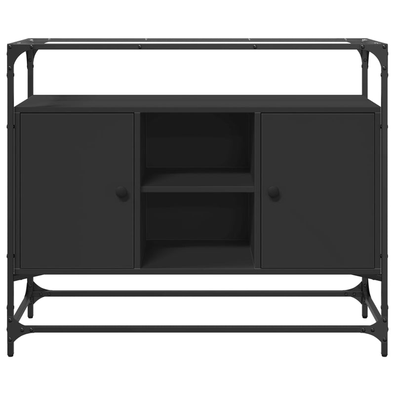 Sideboard mit Glasplatte Schwarz 98x35x81 cm Holzwerkstoff