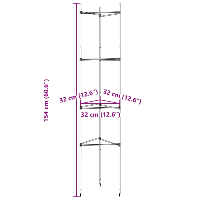 Tomatenkäfige 4 Stk. 154 cm Stahl und PP