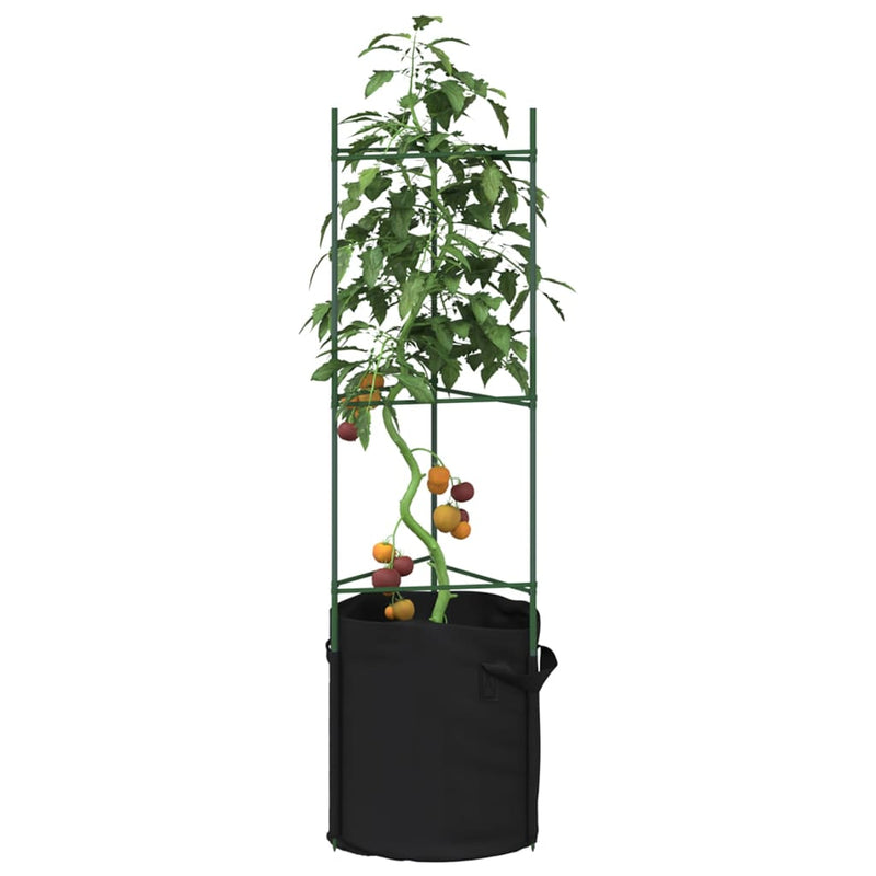 Tomatenkäfige mit Pflanzsäcken 8 Stk. 116 cm Stahl und PP