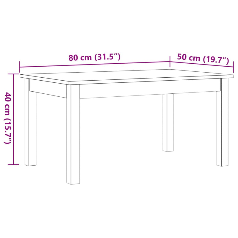 Couchtisch Wachsbraun 80x50x40 cm Massivholz Kiefer