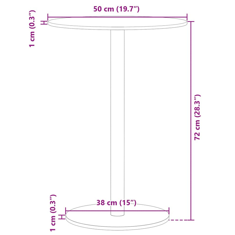 Gartentisch Rund Schwarz Ø50x72 cm Stahl