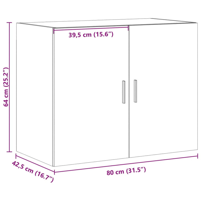 Wandschrank Weiß 80x42,5x64 cm Holzwerkstoff