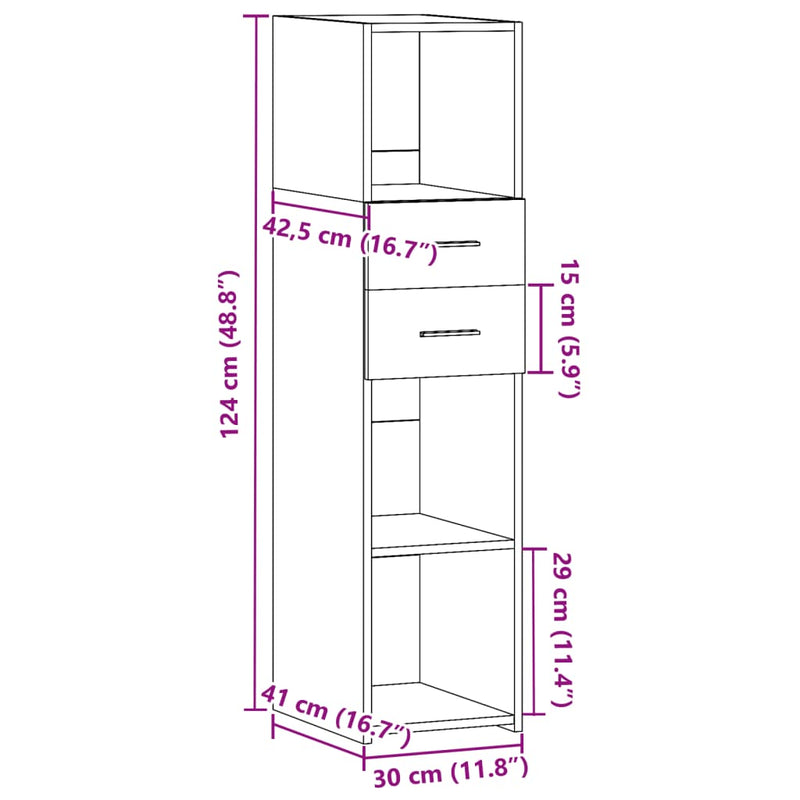 Highboard Grau Sonoma 30x42,5x124 cm Holzwerkstoff