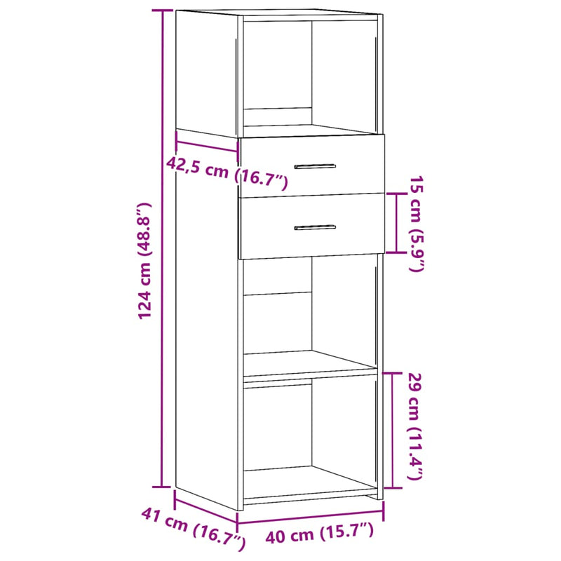 Highboard Schwarz 40x42,5x124 cm Holzwerkstoff