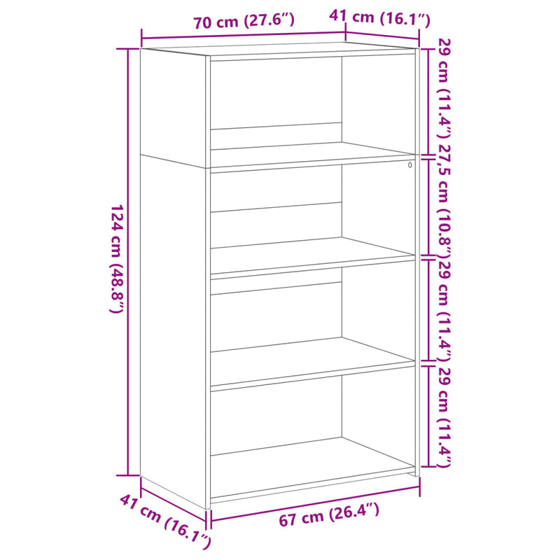 Highboard Schwarz 70x41x124 cm Holzwerkstoff