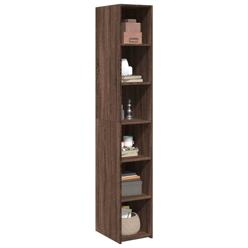 Highboard Braun Eichen-Optik 30x41x185 cm Holzwerkstoff