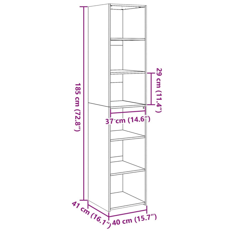 Highboard Weiß 40x41x185 cm Holzwerkstoff