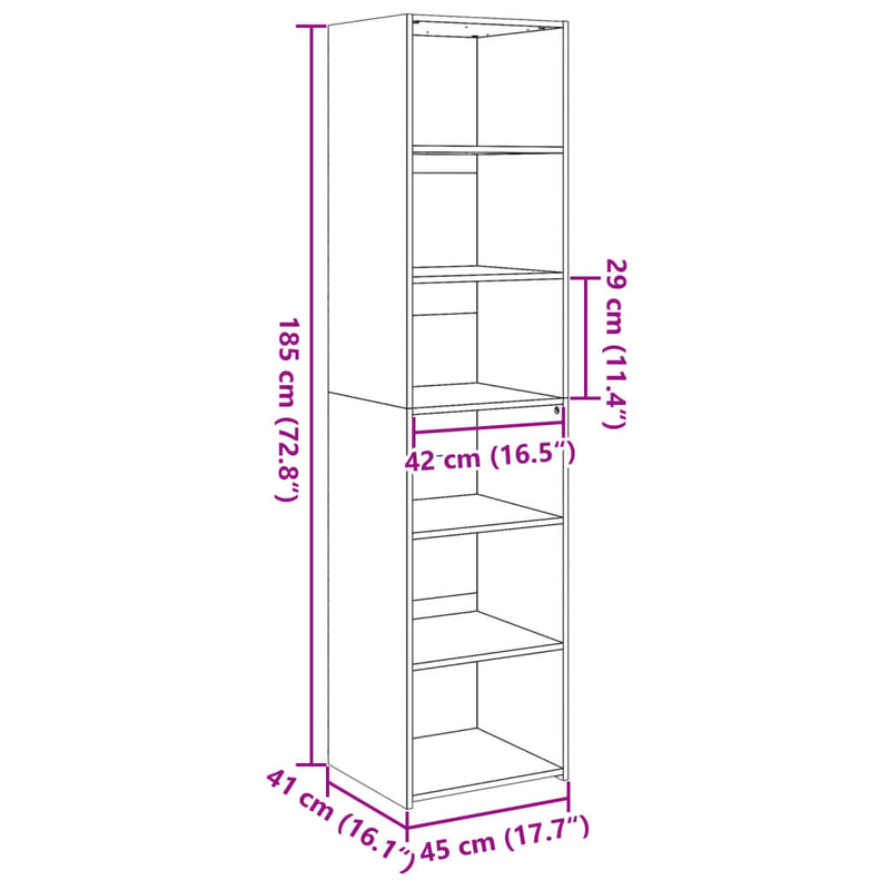 Highboard Weiß 45x41x185 cm Holzwerkstoff