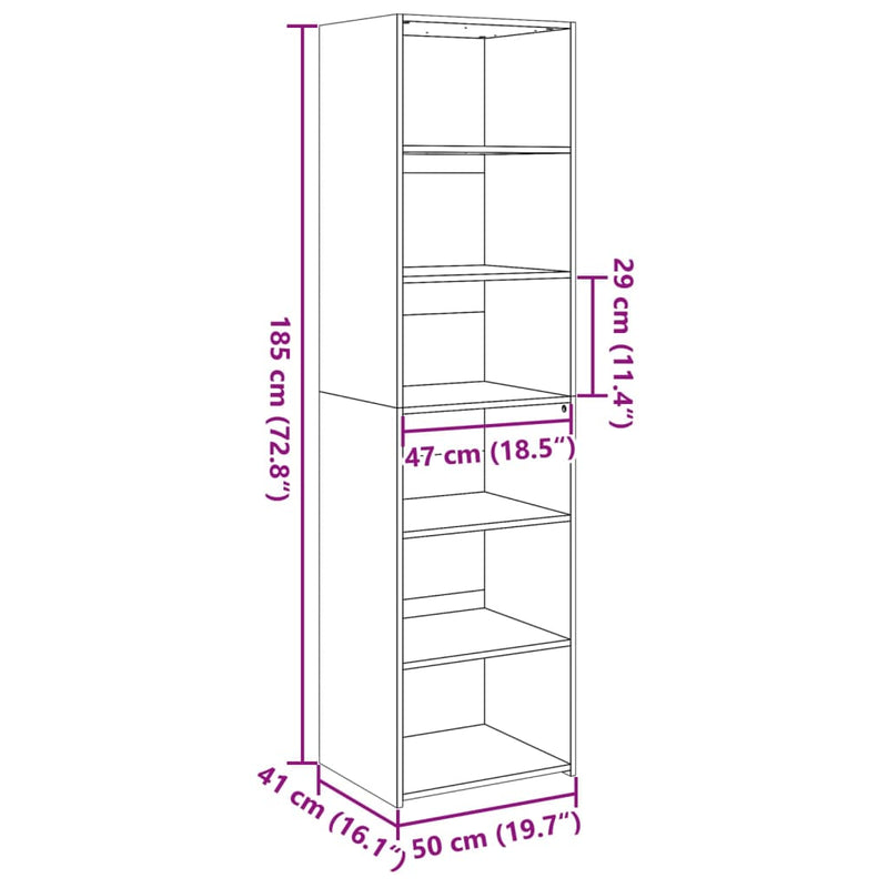 Highboard Weiß 50x41x185 cm Holzwerkstoff