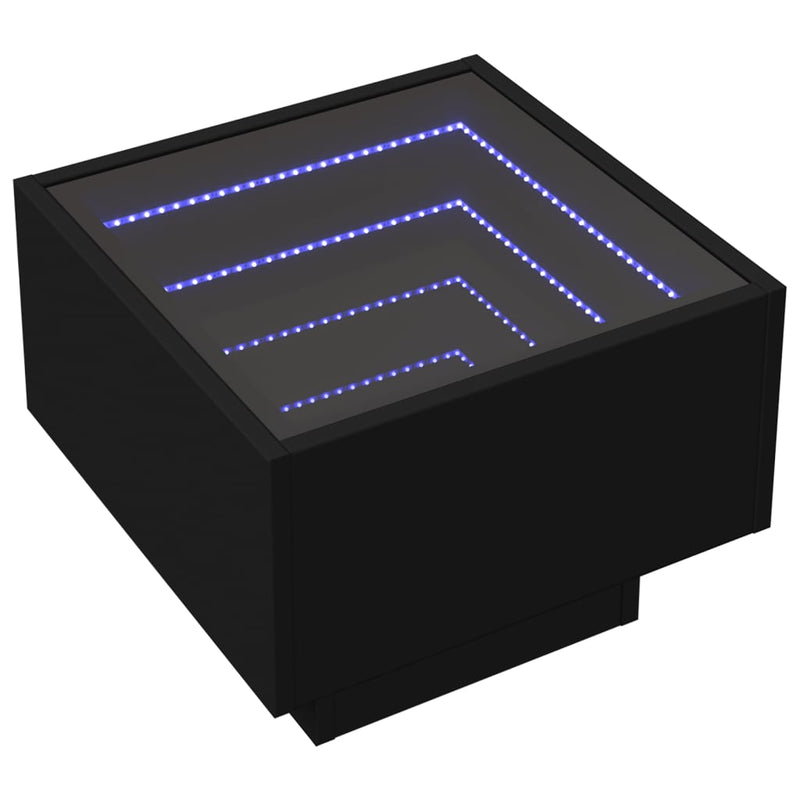 Beistelltisch mit LED Schwarz 40x40x30 cm Holzwerkstoff