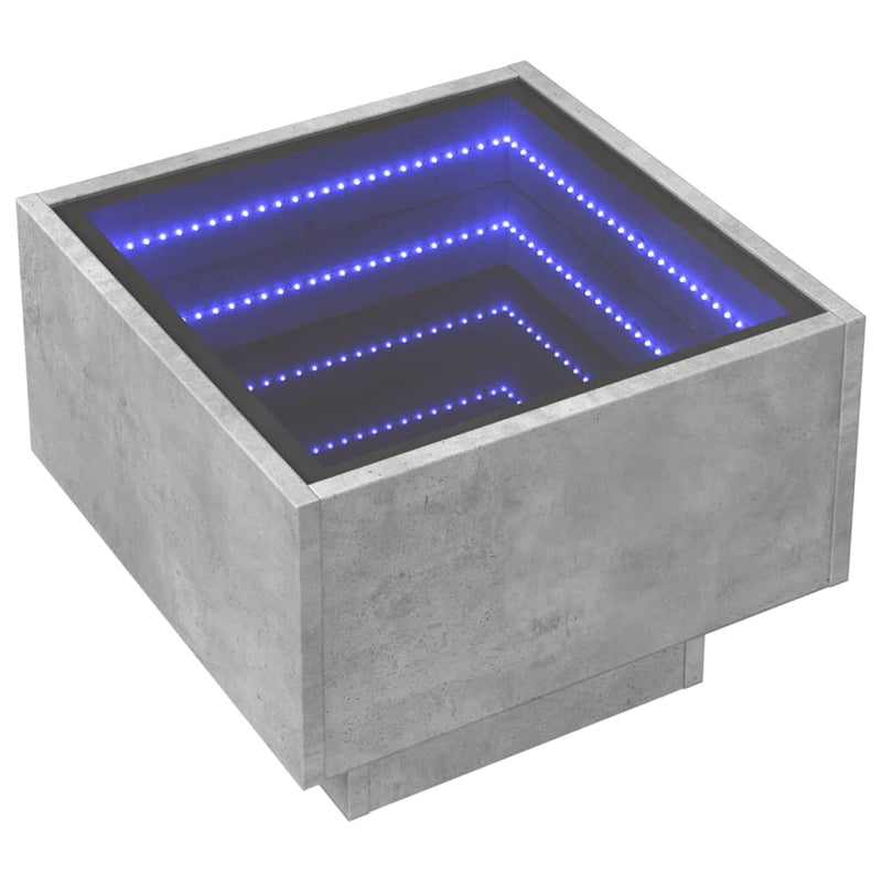 Beistelltisch mit LED Betongrau 40x40x30 cm Holzwerkstoff