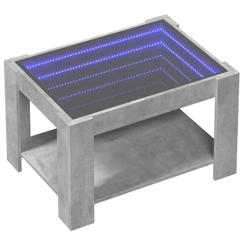 LED-Couchtisch Betongrau 73x53x45 cm Holzwerkstoff