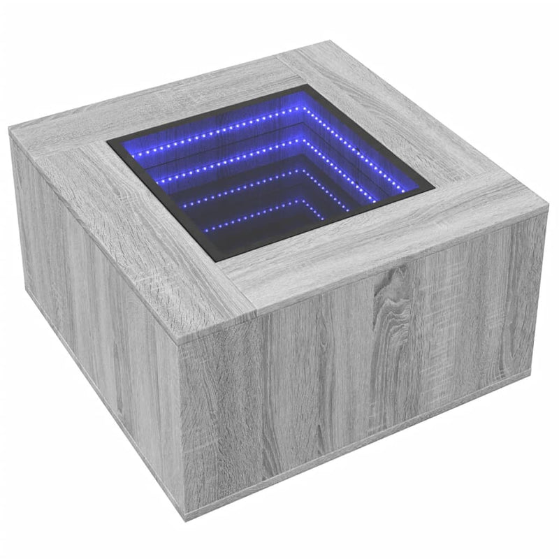 LED-Couchtisch Grau Sonoma 60x60x40 cm Holzwerkstoff