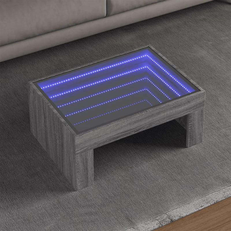 Couchtisch mit Infinity-LED Grau Sonoma 70x50x30 cm