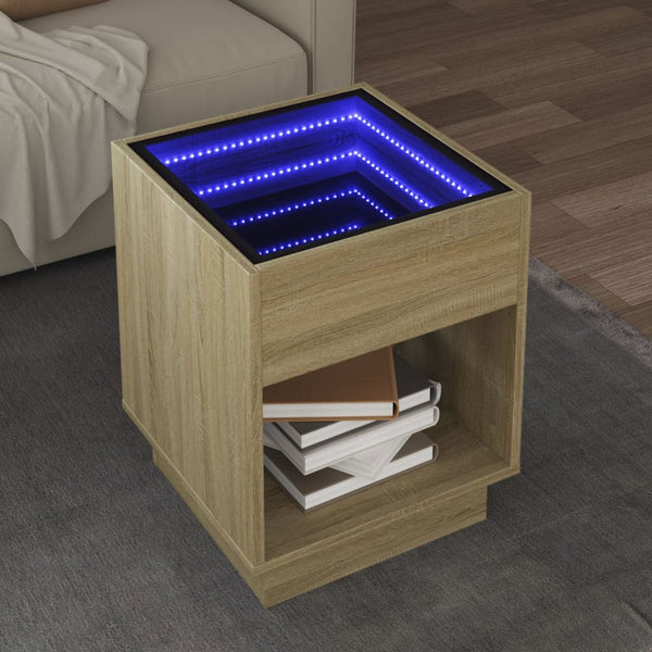 Couchtisch mit Infinity-LED Sonoma-Eiche 40x40x50 cm