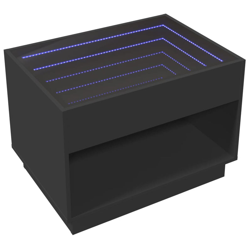 Couchtisch mit Infinity-LED Schwarz 70x50x50 cm