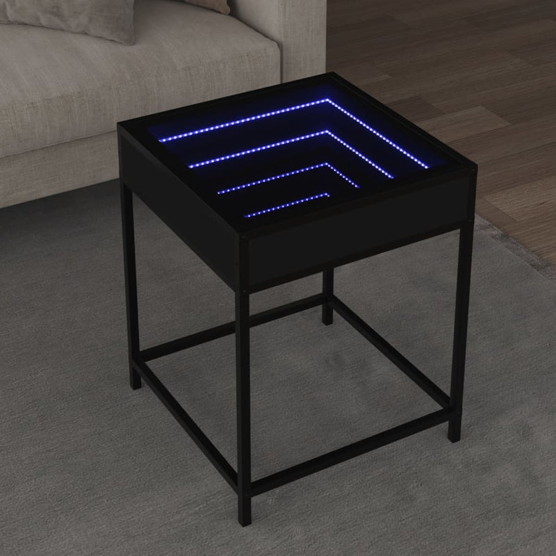 Couchtisch mit Infinity-LED Schwarz 40x40x51 cm