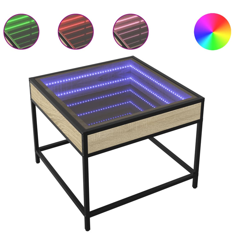 Couchtisch mit Infinity-LED Sonoma-Eiche 50x50x41 cm