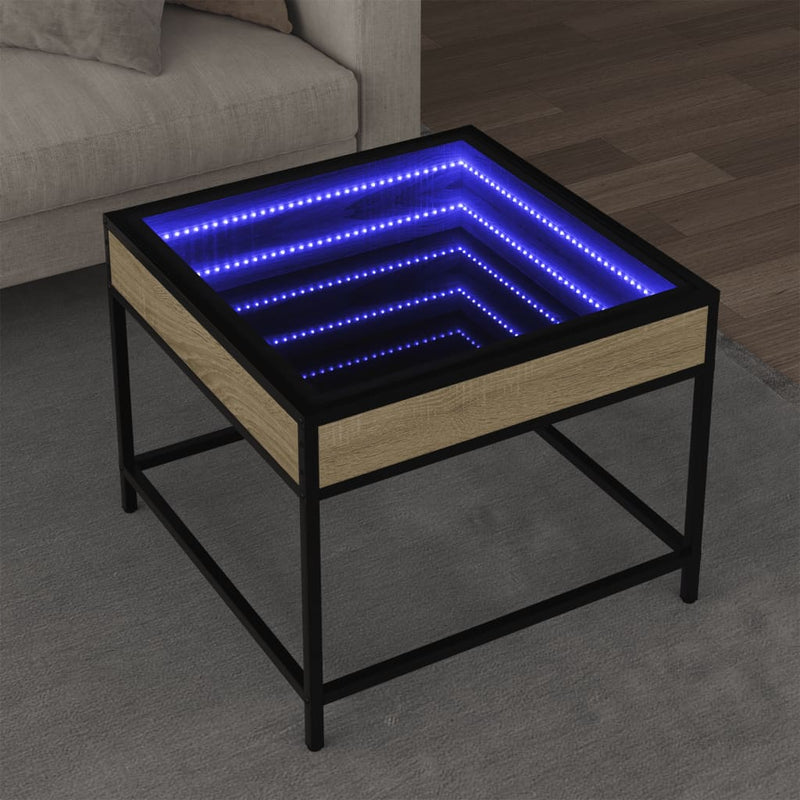 Couchtisch mit Infinity-LED Sonoma-Eiche 50x50x41 cm