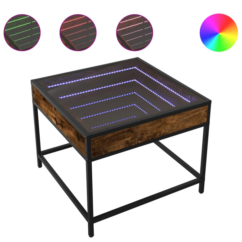 Couchtisch mit Infinity-LED Räuchereiche 50x50x41 cm