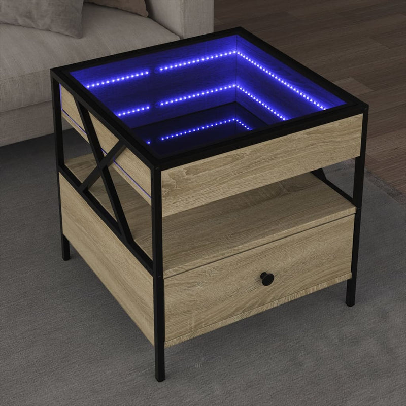 Couchtisch mit Infinity-LED Sonoma-Eiche 50x50x51 cm