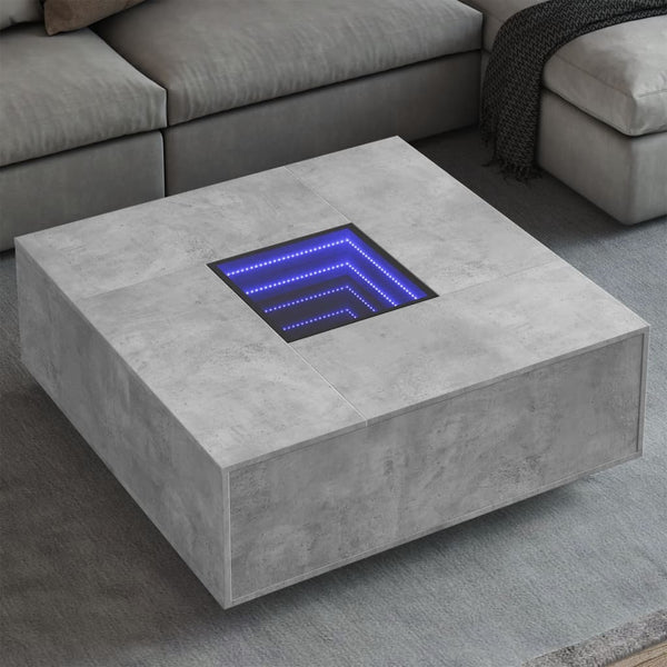 Couchtisch mit Infinity-LED Betongrau 100x100x40 cm