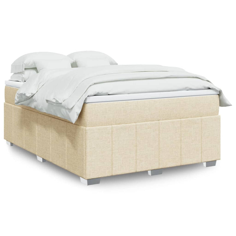 Boxspringbett mit Matratze Creme 160x200 cm Stoff