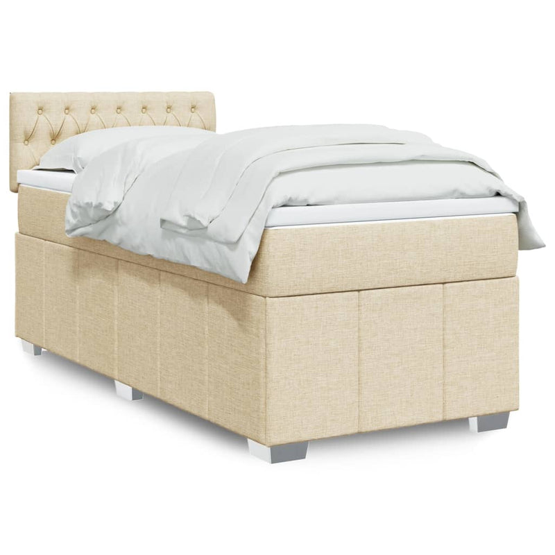 Boxspringbett mit Matratze Creme 80x200 cm Stoff