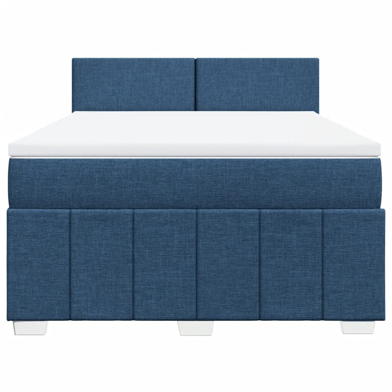 Boxspringbett mit Matratze Blau 160x200 cm Stoff