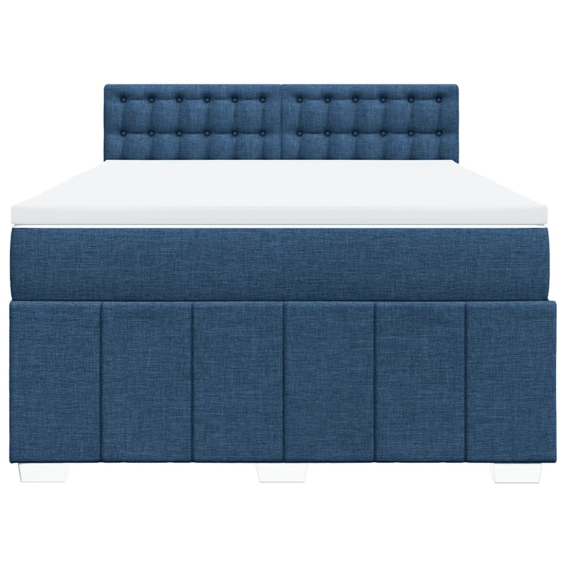 Boxspringbett mit Matratze Blau 160x200 cm Stoff