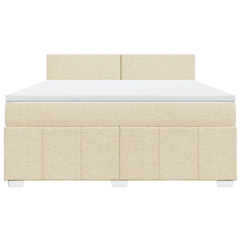 Boxspringbett mit Matratze Creme 180x200 cm Stoff