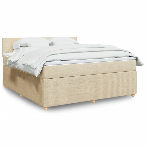 Boxspringbett mit Matratze Creme 180x200 cm Stoff