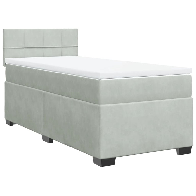 Boxspringbett mit Matratze Hellgrau 80x200 cm Samt