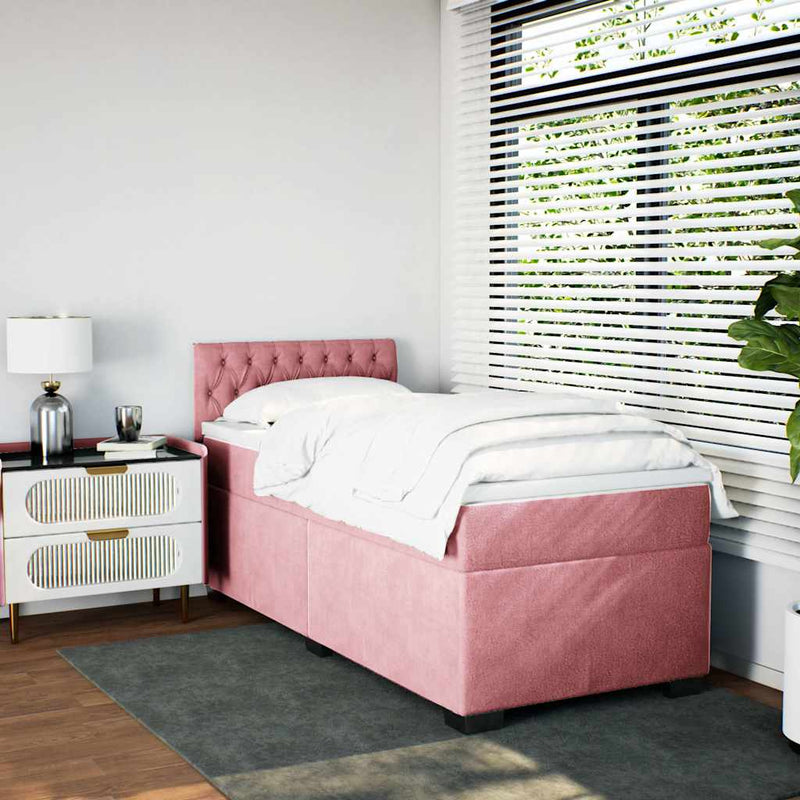 Boxspringbett mit Matratze Rosa 80x200 cm Samt