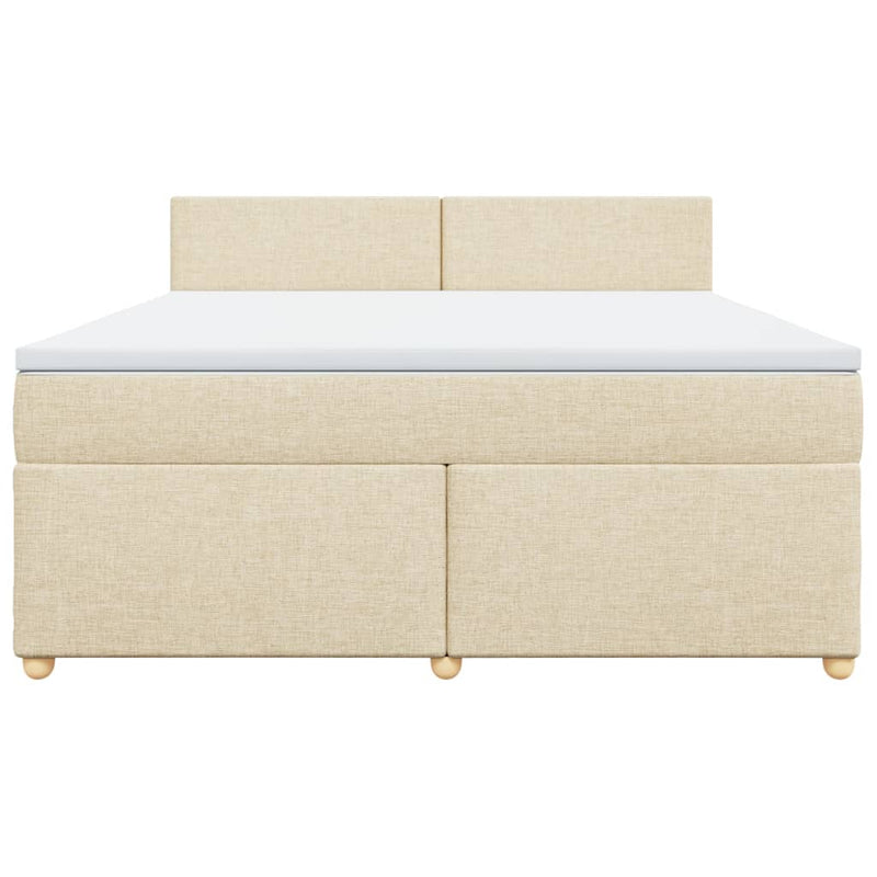 Boxspringbett mit Matratze Creme 180x200 cm Stoff