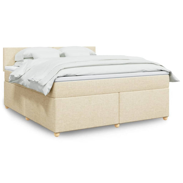 Boxspringbett mit Matratze Creme 180x200 cm Stoff