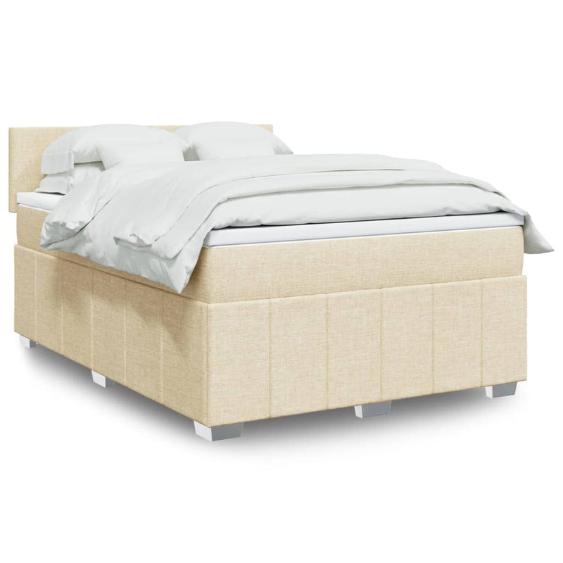 Boxspringbett mit Matratze Creme 160x200 cm Stoff